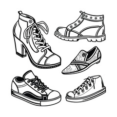Man's  stylish shoes set vector art illustration