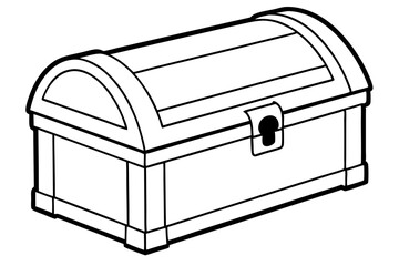 wooden chest silhouette line art vector illustration with a white background