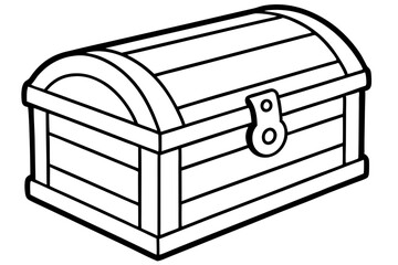 wooden chest silhouette line art vector illustration with a white background