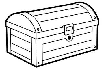 wooden chest silhouette line art vector illustration with a white background