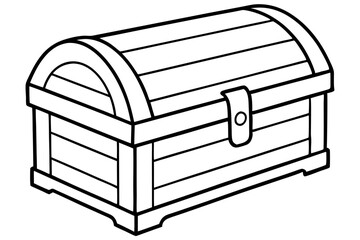 wooden chest silhouette line art vector illustration with a white background