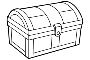 wooden chest silhouette line art vector illustration with a white background