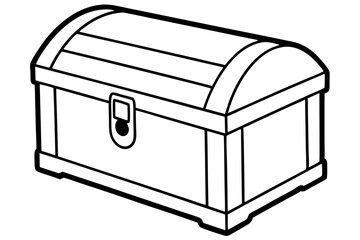 wooden chest silhouette line art vector illustration with a white background