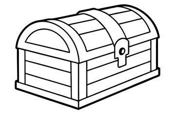 wooden chest silhouette line art vector illustration with a white background