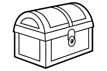 wooden chest silhouette line art vector illustration with a white background