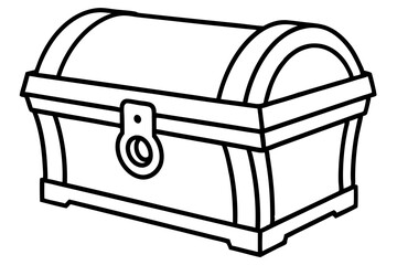 wooden chest silhouette line art vector illustration with a white background