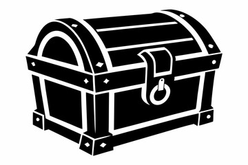 wooden chest silhouette line art vector illustration with a white background