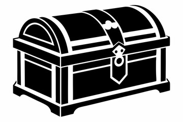 wooden chest silhouette line art vector illustration with a white background