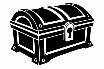 wooden chest silhouette line art vector illustration with a white background