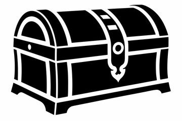 wooden chest silhouette line art vector illustration with a white background