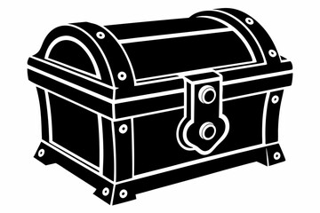 wooden chest silhouette line art vector illustration with a white background