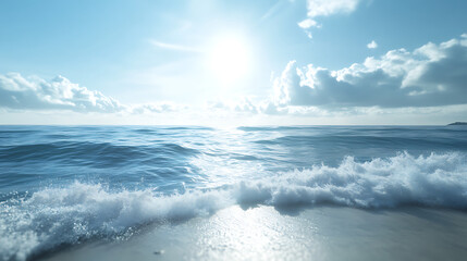 Fototapeta premium Tranquil sea form curving along sandy beach high resolution picture