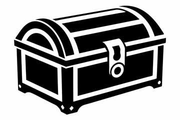 wooden chest silhouette line art vector illustration with a white background
