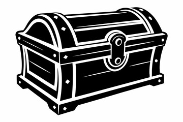 wooden chest silhouette line art vector illustration with a white background
