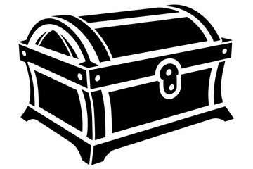 wooden chest silhouette line art vector illustration with a white background