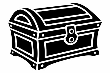 wooden chest silhouette line art vector illustration with a white background