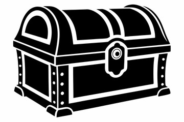 wooden chest silhouette line art vector illustration with a white background