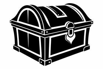 wooden chest silhouette line art vector illustration with a white background