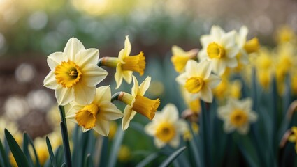 Fototapeta premium Beautiful Yellow Daffodil Isolated, Showcasing Spring Flowers and Landscape