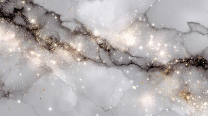 Grey Marble with Gold Glitter Design Background