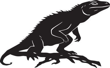 Fototapeta premium black and white silhouette tattoo of iguana