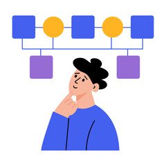 A flat style illustration showing mind mapping