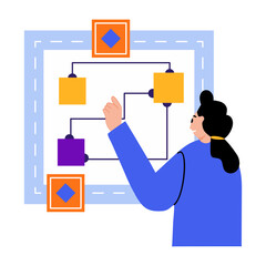 A character setting a new workflow, flat style illustration