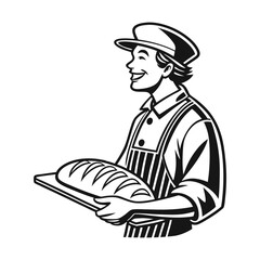 Restaurant deliveryman vector art silhouette illustration