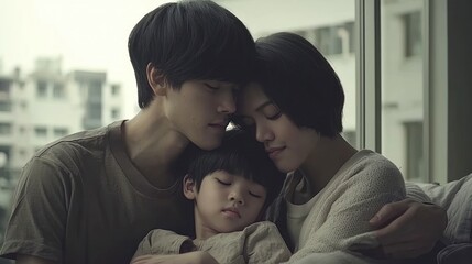 Obraz premium Family affection displayed in soft tones.
