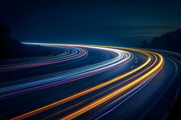 Abstract Light Trails: An abstract photo capturing the mesmerizing light trails of moving vehicles at night, creating dynamic patterns