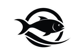 Minimalist Fish Swimming Above Waves