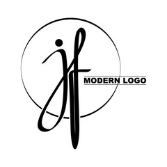 J, f logo vector design in circle
