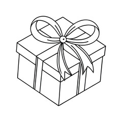Gift box with ribbon vector art coloring page design