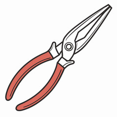 Professional red-handled pliers isolated on white background