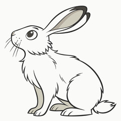 Adorable white arctic hare cartoon illustration