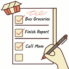 Daily to do list grocery shopping report call mom