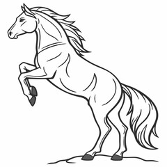 Majestic horse rearing up, clean cutout, transparent background
