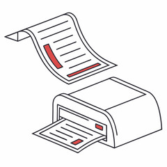 Document printing process simple line art illustration