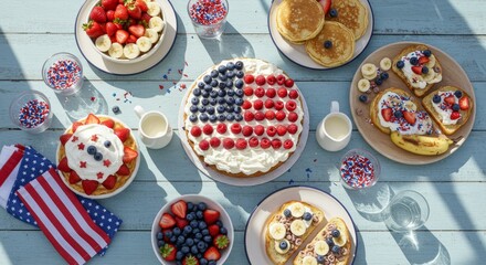 Festive Fourth of July Brunch Celebration with Patriotic American Flag Theme