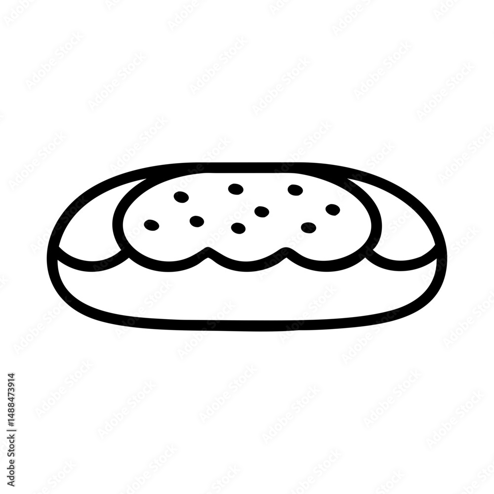 Poster Bread Roll with Toppings Icon Representing Filled Bakery Item