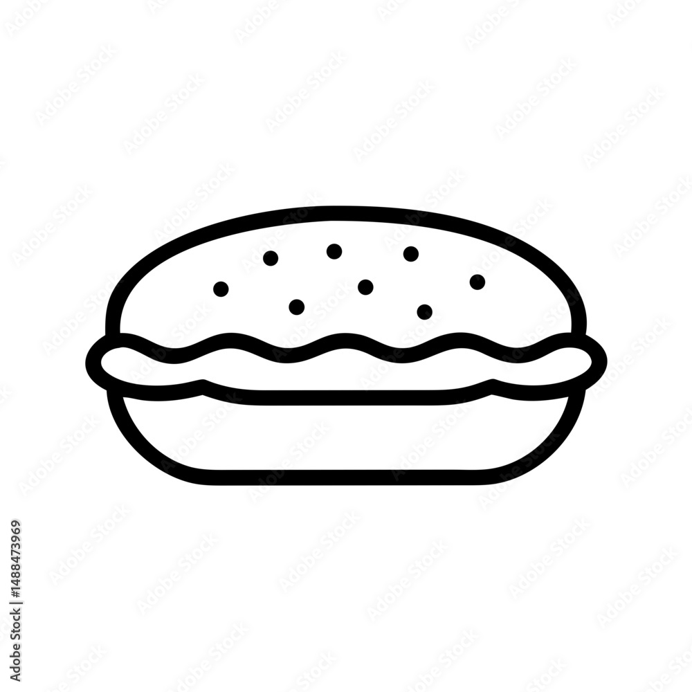 Poster Bread Roll with Toppings Icon Representing Filled Bakery Item