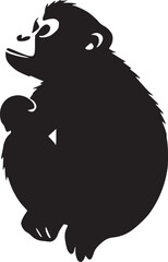 black and white silhouette tattoo of monkey