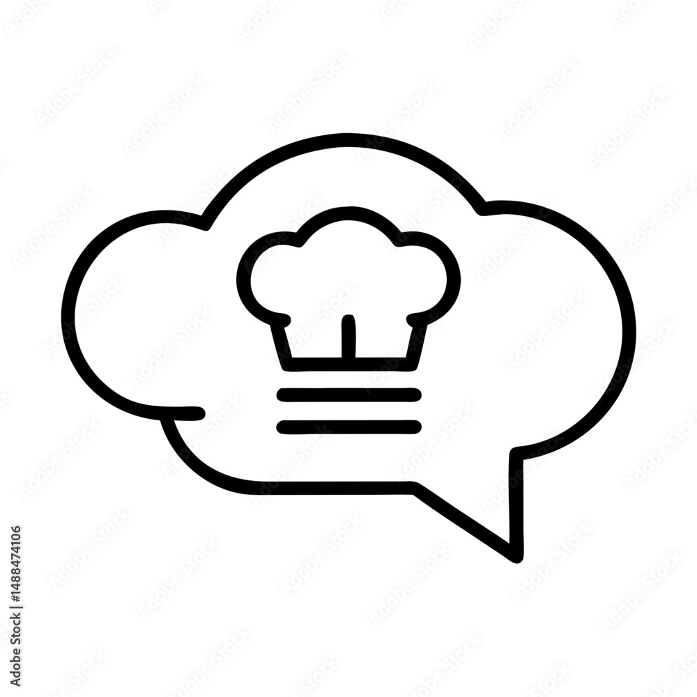 Poster Chef Hat in Chat Bubble Icon Representing Culinary Communication