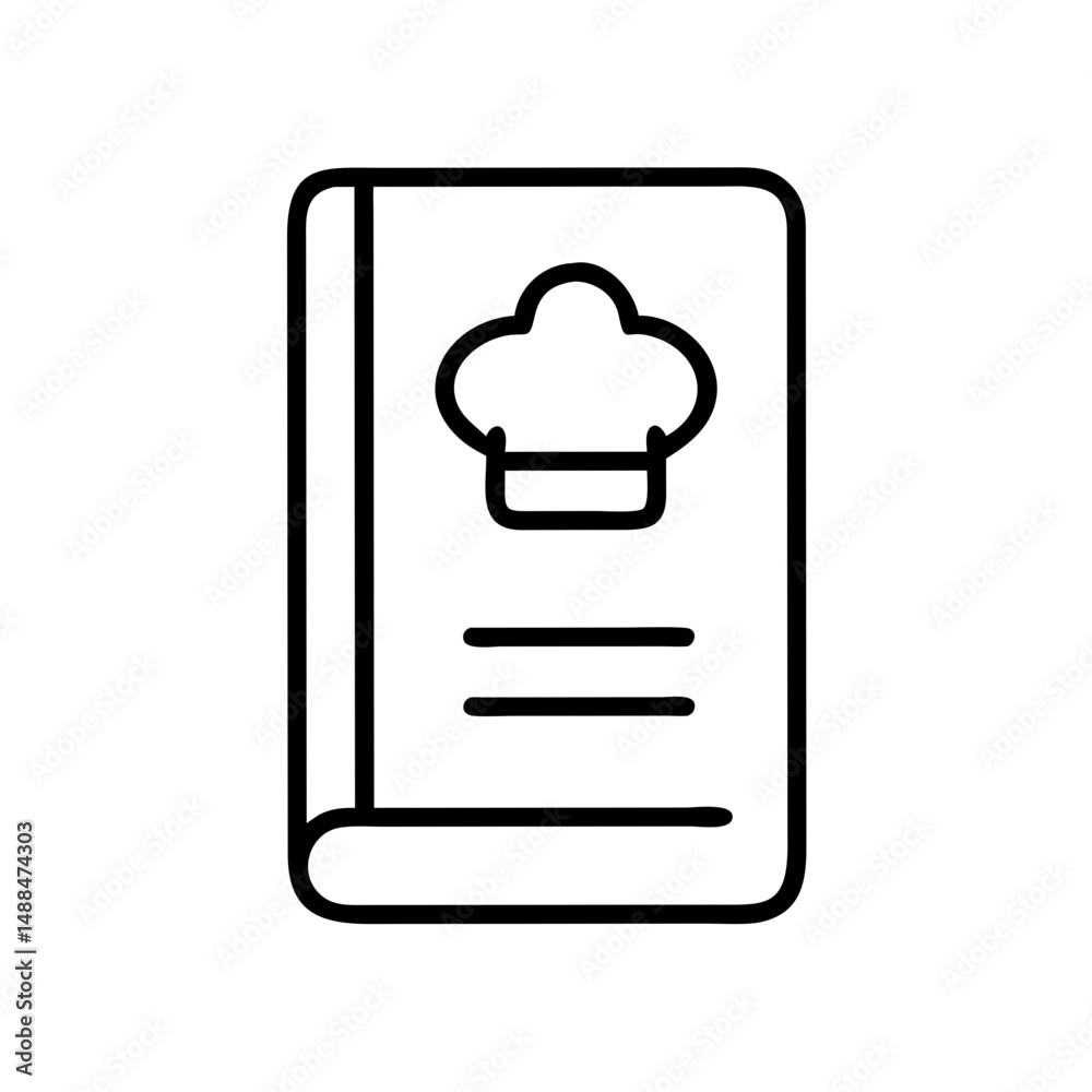 Poster Cookbook Icon Representing Recipe Guide