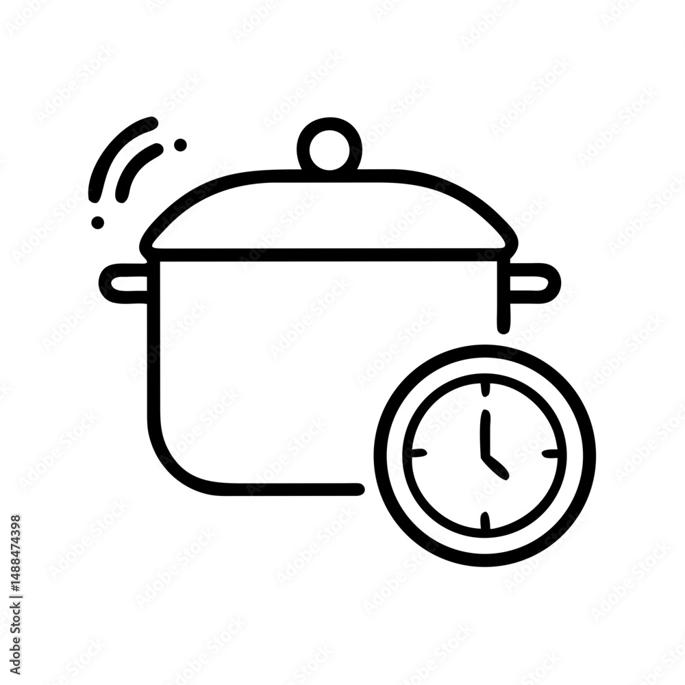 Aufkleber cooking pot with timer icon representing timed meal preparation