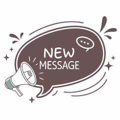 New message announcement megaphone speech bubble