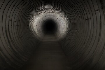 Darkness in an endless tunnel view