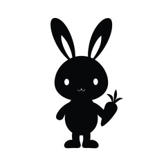 Cute Bunny Silhouette with Carrot