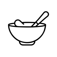 Mixing Bowl with Spoon Icon Representing Food Preparation and Cooking Process
