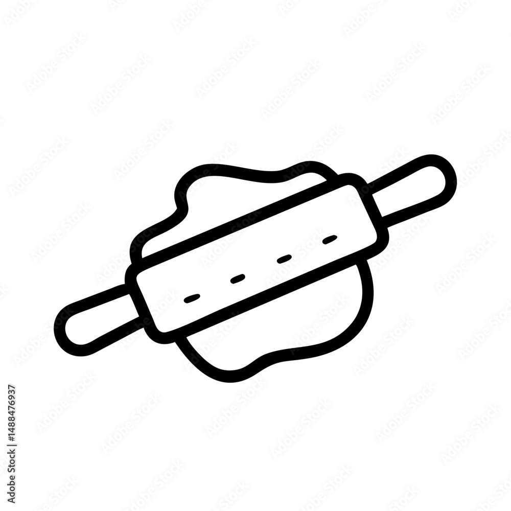 Poster rolling pin with dough icon representing baking and pastry preparation